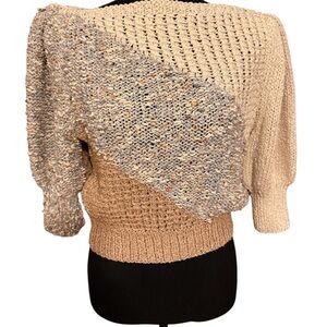 Hand knit beautiful 3/4 sleeve sweater multicolored